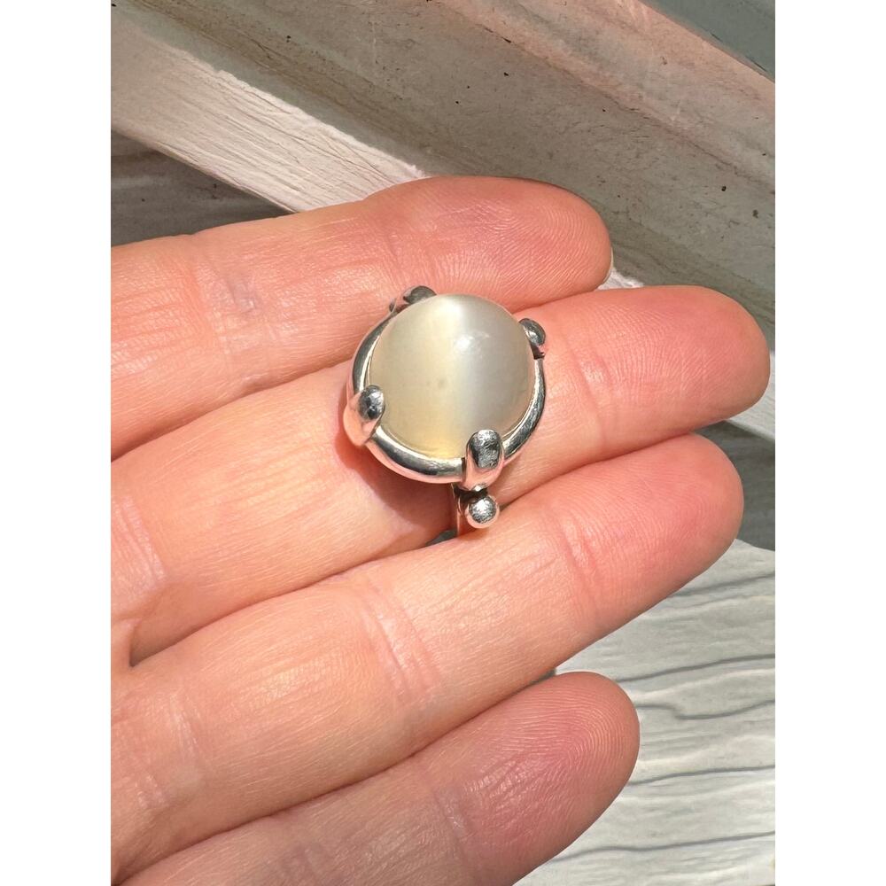 Lingam Phallic Moonstone Hand Forged Sterling 925 Silver Ring US Size 7 - 7.25